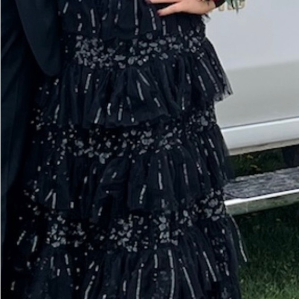 Black Maxi Strapless Gown for Prom - Picture 4 of 5
